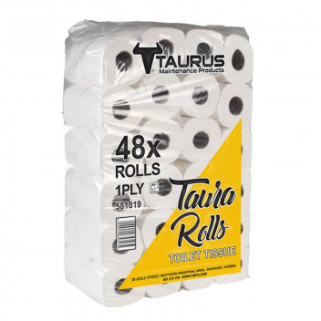 TAURUS 1 PLY UNWRAPPED TOILET PAPER 48 PER PACK