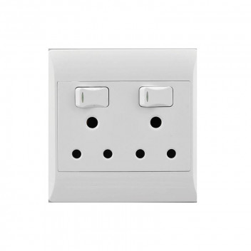 ELECTRICMATE WHITE DOUBLE SOCKET SWITCH 100X100