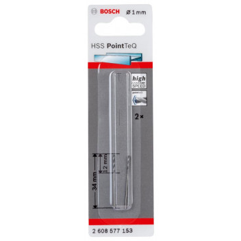 ROBERT BOSCH DRILL TWIST HSS POINT TEQ SILVER 1.0MM.