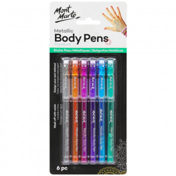 METALLIC BODY ART PENS 6 PIECE