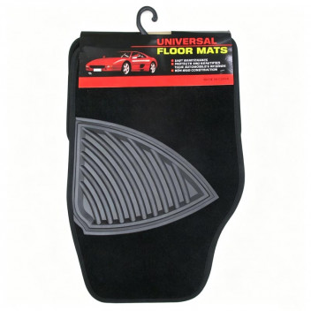 CAR MAT POLYESTER SQUARE BLACK 4PC