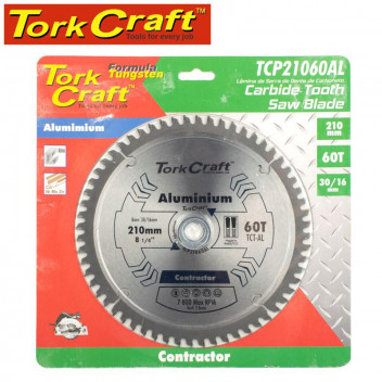 TORK CRAFT BLADE CONTACTOR CIRCULAR SAW TCT ALUMINIUM 210 X 60T 30/16