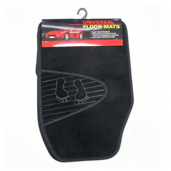 CAR MAT POLYESTER SQUARE BLACK 4PC