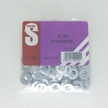 GALVANIZED FLAT WASHER 8MM 100PER PACK