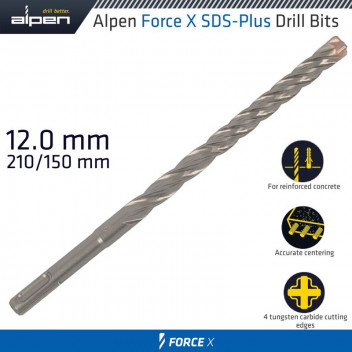 ALPEN FORCE X 12.0 X 210/150 SDS-PLUS DRILL BIT X4 CUTTING EDGES