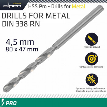 ALPEN PRO HSS SPLIT POINT DRILL 4.5MM
