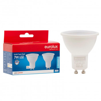 EUROLUX FROSTED CLASSIC LED GU10 BULB 7W 6500K 2PP