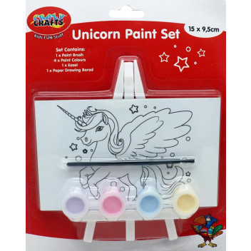 CRAFT UNICORN INCL PAINT BRUSH CANVAS AND EASEL PAINT SET