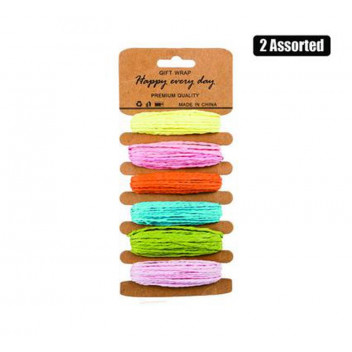 RAFFIA TWINE CRAFT 6 ASSORTED COLOURS 5MMX5MM