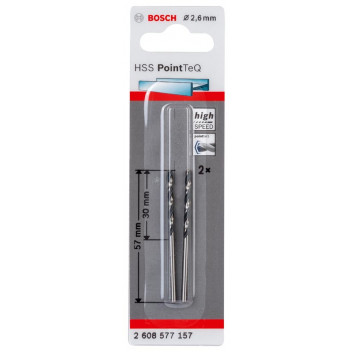 ROBERT BOSCH DRILL TWIST HSS POINT TEQ SILVER 2.6MM.