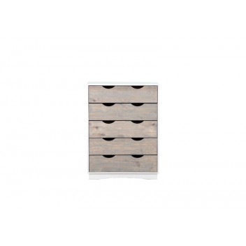STANFORD WHITE AND SILVERWASH 5 DRAWER CHEST DRAWER 850MM X 440M