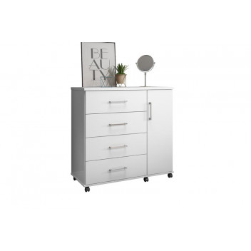 WHITE HIGH GLOSS 4 DRAWERS AND 1 DOOR BELLE CHEST