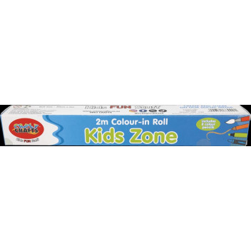 BOYS CRAFT COLOURING ROLL INCLUDING 8XCOLOUR PENCILS AND 3 PICS 30CMX2M