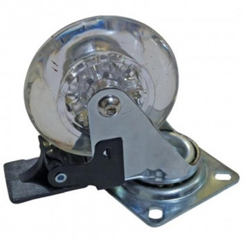CLEAR POLYPROPYLENE CASTOR WITH BRAKE 50MM