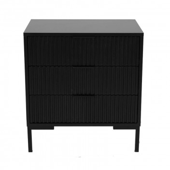 MELAMINE BLACK PARIS BEDSIDE TABLE DRAWER UNIT 600X500X400MM