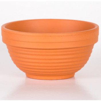 TERRACOTTA RIBBED BOWL POT 11.4CM