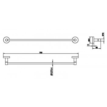 SKY STAINLESS STEEL SINGLE RAIL TOWEL