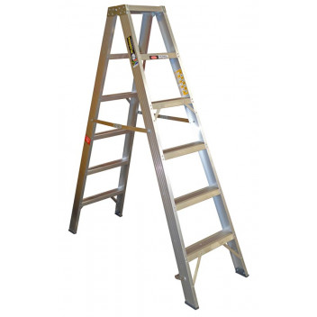 SIX STEP ALUMINIUM DOUBLE SIDED INDUSTRIAL LADDER 150KG LOAD
