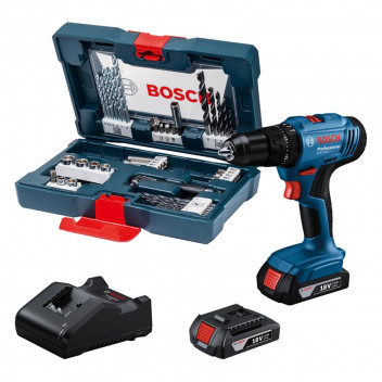 BOSCH CORDLESS DRILL KIT WITH CHARGER, ACC AND CASE 18V 2X2.0AH