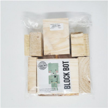 PINE WOOD ROBOT WITH BLACK EARS