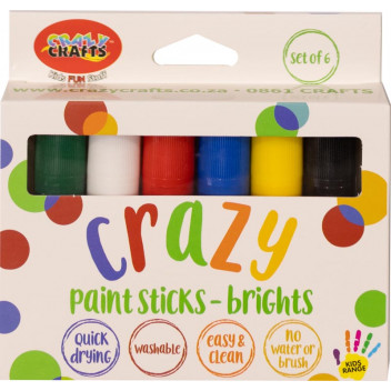 BRIGHT CRAFT PAINT STICKS QUICK DRY 6XCOLOURS