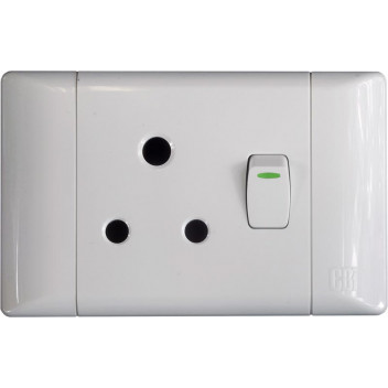 CBI WHITE SINGLE OUTLET SOCKET SWITCH 50X100