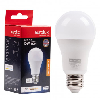 EUROLUX BULB A60 E27 WARM WHITE 15W 240V
