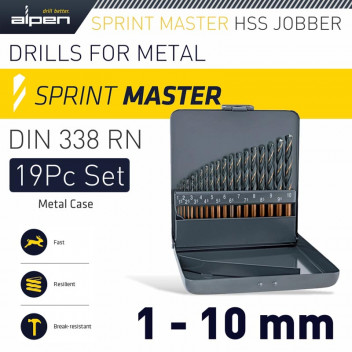 ALPEN ALPEN SPRINT MASTER 19 PCS SET 1-10X0.5MM METAL CASE