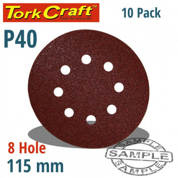 VELCRO SANDING DISC WITH HOLES 115MM 40GRIT 10 PER PACK