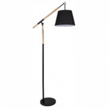 FLOOR LAMP METAL AND WOOD BLACK