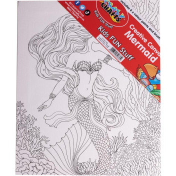 COLOUR IN CRAFT CANVAS MERMAID WITH 6 PAINTS AND BRUSH