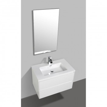 ENZO WHITE DOUBLE DRAWER CLEAR CUBE CABINET 800MM