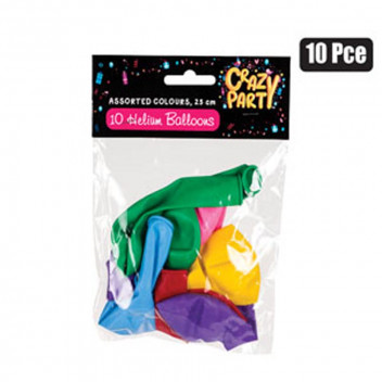 MIX COLOURS HELIUM BALLOON 10PIECE