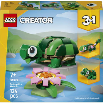 LEGO TURTLE WITH A WATER LILY FLOWER