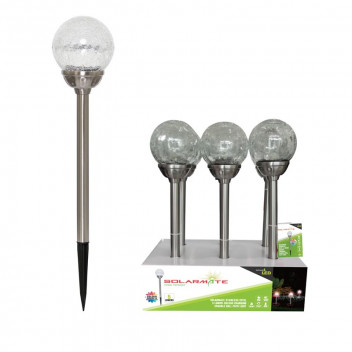 5 LUMENS STAINLESS STEEL CRACKLED GLOBE SOLAR LIGHT