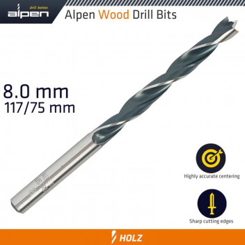 ALPEN WOOD DRILL BIT 8X117MM