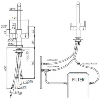 FRANKE SINK MIXER CLEARWATER FILTER NEPTUNE CHROME