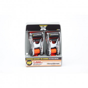 Smart Strap Ratchet X 10in Ratchet Tie Down 3000 Lbs 2 pp - Orange