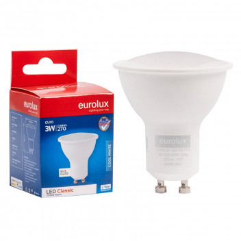 EUROLUX LED BULB 3W GU10 COOL WHITE 240V