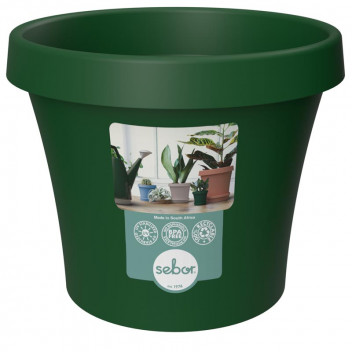 SEBOR DARK GREEN PLASTIC POT 15CM