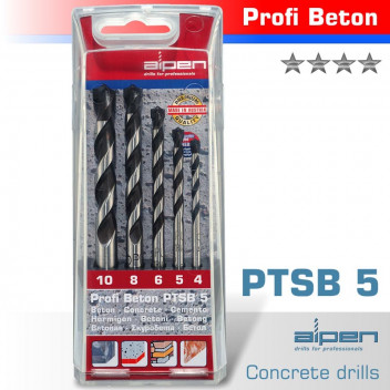 ALPEN CONCRETE PROFI BETON DRILL BIT 5 PIECE SET 4 5 6 8 10 MM