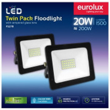 EUROLUX FLOODLIGHT TWIN PACK 2X20W MINI BLACK COOL